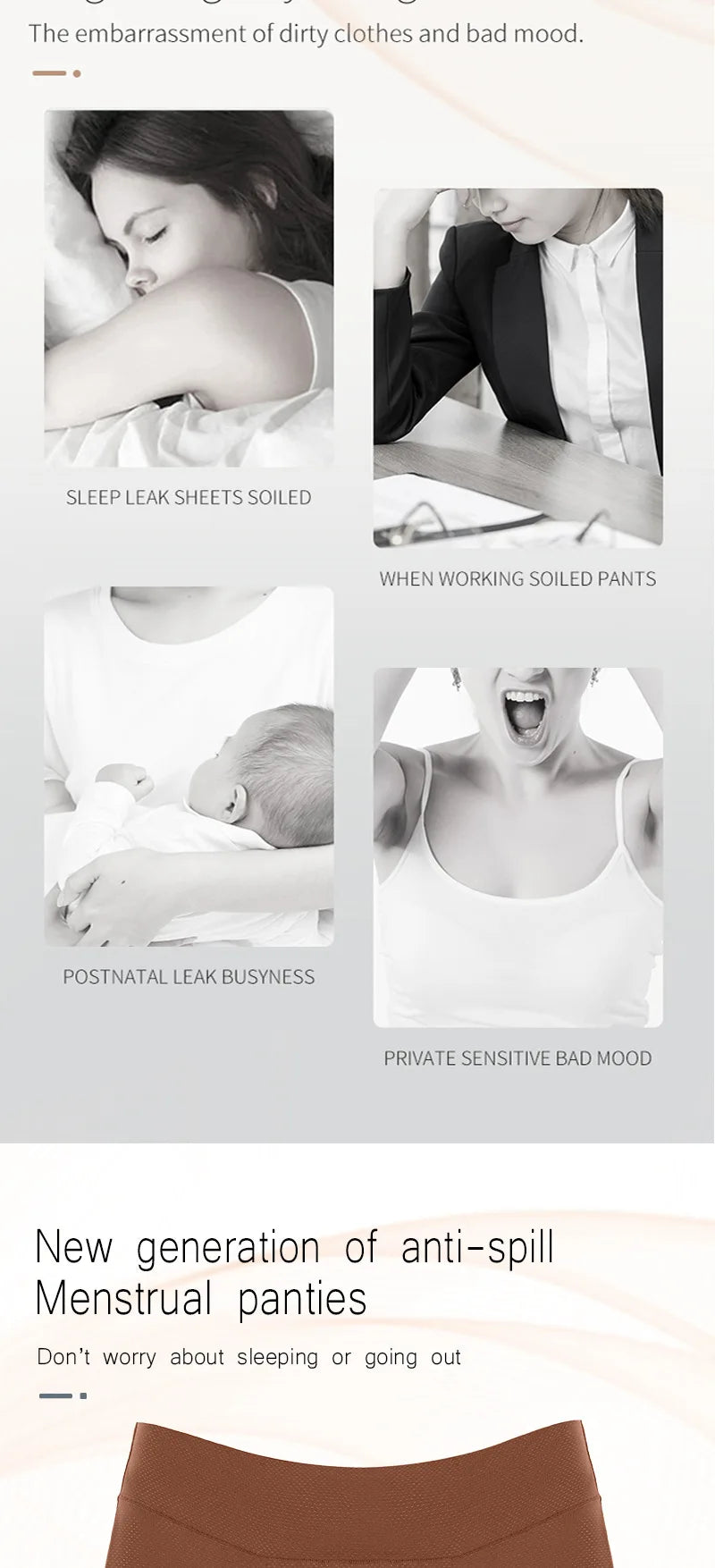 High Waist Menstrual Panties Absorption Maternity Physiological Incontinence Breathable Briefs Waterproof Period Women Underwear