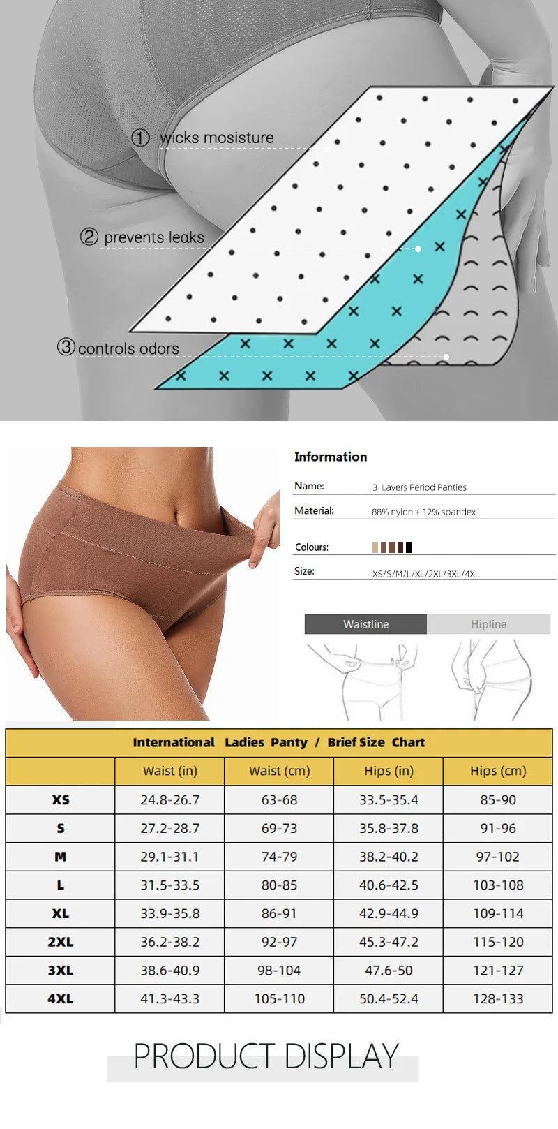 High Waist Menstrual Panties Absorption Maternity Physiological Incontinence Breathable Briefs Waterproof Period Women Underwear