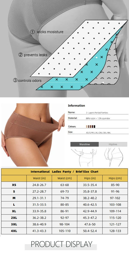 High Waist Menstrual Panties Absorption Maternity Physiological Incontinence Breathable Briefs Waterproof Period Women Underwear