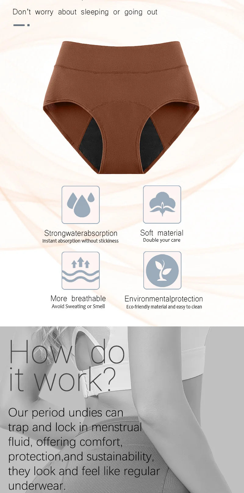 High Waist Menstrual Panties Absorption Maternity Physiological Incontinence Breathable Briefs Waterproof Period Women Underwear