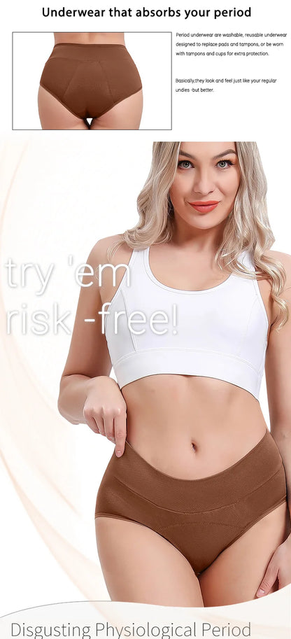 High Waist Menstrual Panties Absorption Maternity Physiological Incontinence Breathable Briefs Waterproof Period Women Underwear