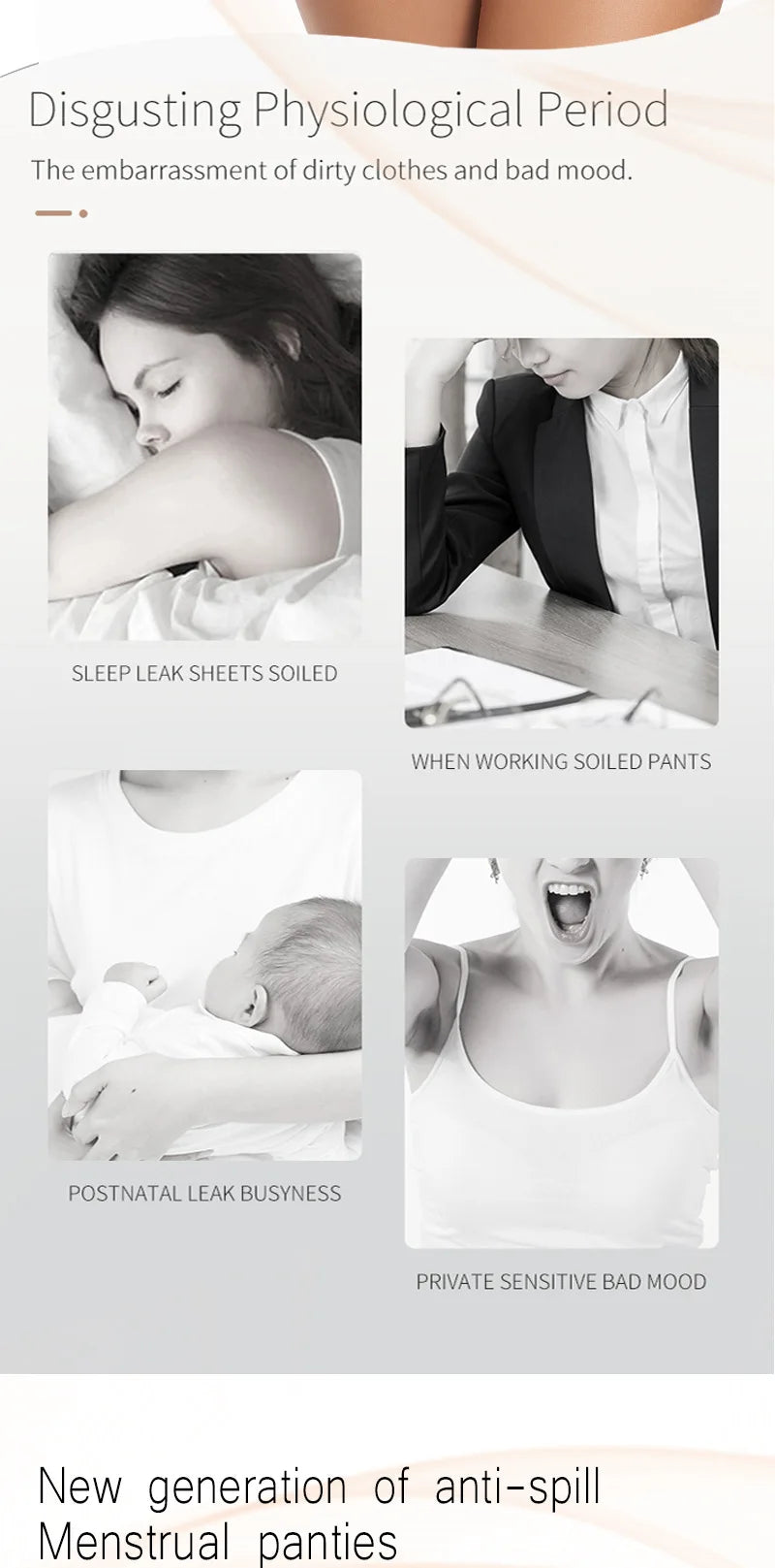 High Waist Menstrual Panties Absorption Maternity Physiological Incontinence Breathable Briefs Waterproof Period Women Underwear